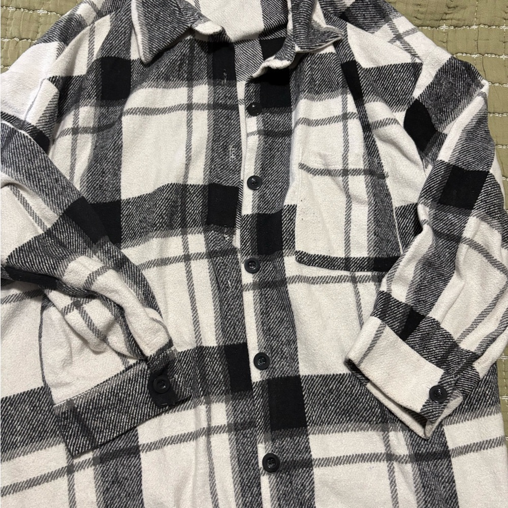SHEIN Black and White Plaid Shirt